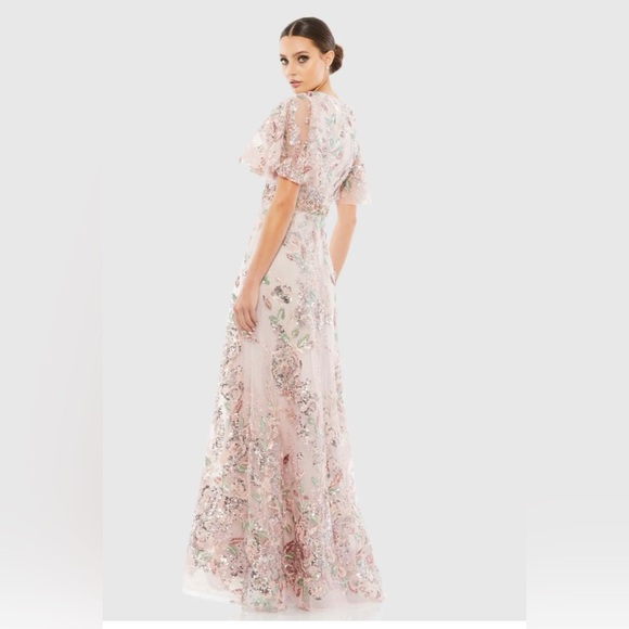 Mac Duggal Pink Floral Sequin Maxi Dress - Picture 4 of 17